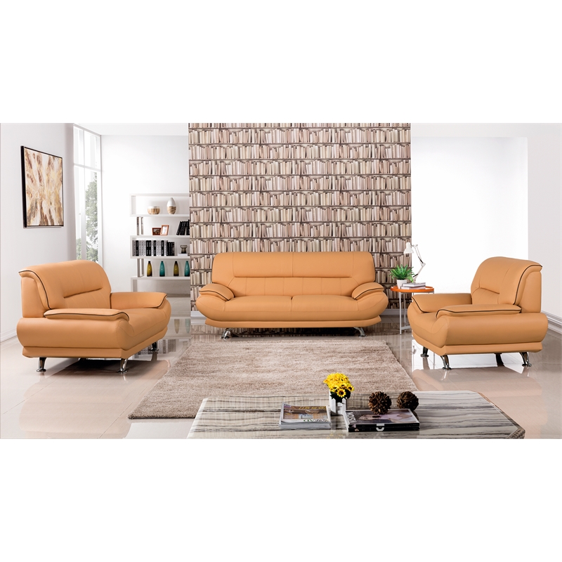 American Eagle EK-B118 Modern Contemporary Yellow Genuine Leather Sofa