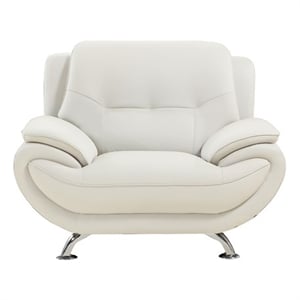 American Eagle AE208-IV-CHR Modern Contemporary Ivory Faux Leather Chair