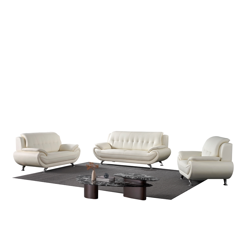 American Eagle AE208-IV-LS Modern Contemporary Ivory Faux Leather Loveseat