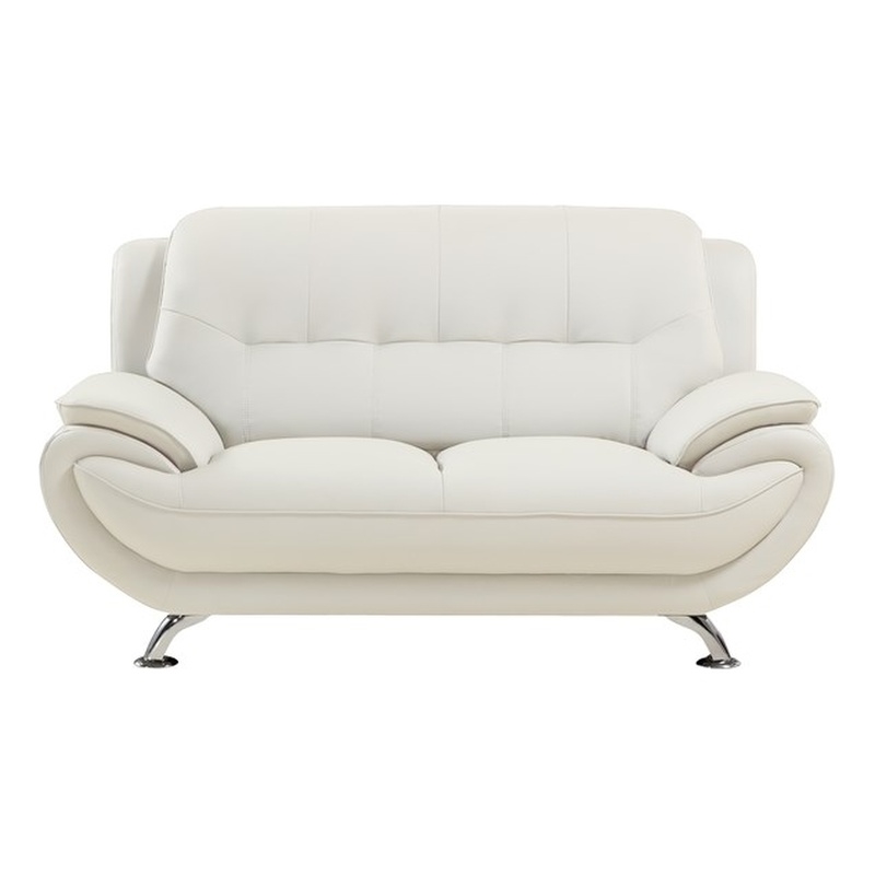 American Eagle AE208-IV-LS Modern Contemporary Ivory Faux Leather Loveseat