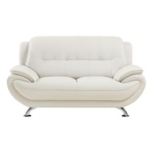 American Eagle AE208-IV-LS Modern Contemporary Ivory Faux Leather Loveseat