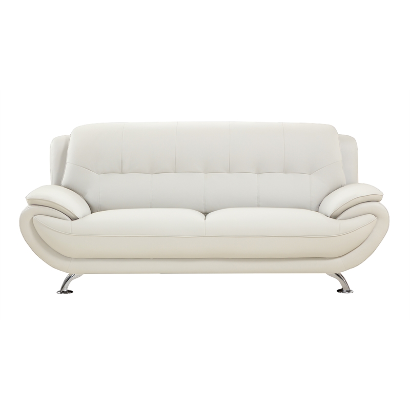 American Eagle AE208-IV-SF Modern Contemporary Ivory Faux Leather Sofa