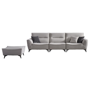 American Eagle AE2376 Modern Gray Fabric Extra Long Sofa Ottoman Set