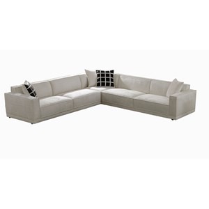 American Eagle AE3808 Modern Contemporary Ivory Fabric Sectional Sofa Set