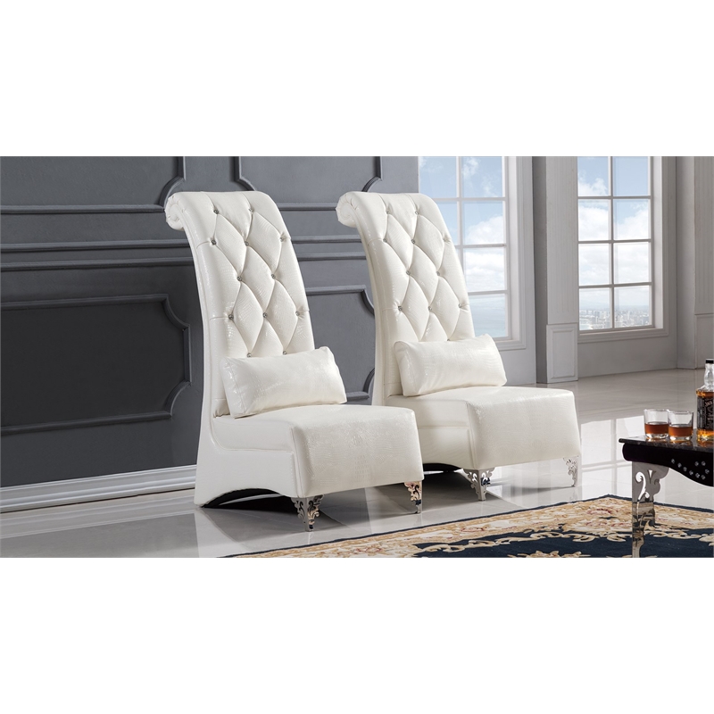 American Eagle AE505-W Modern Chic White Faux Leather Accent Chair