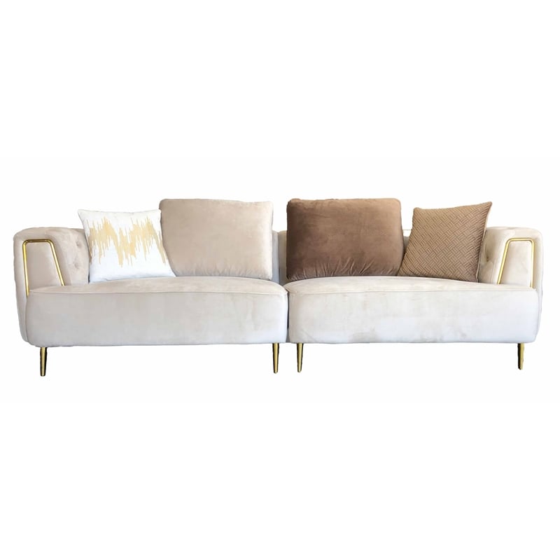 American Eagle AE-D832-CRM-4S Modern Chic Cream Fabric Extra Long Sofa