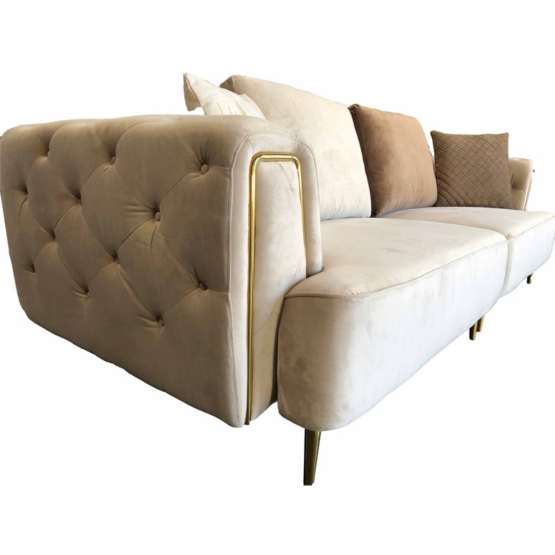 American Eagle AE-D832-CRM-4S Modern Chic Cream Fabric Extra Long Sofa