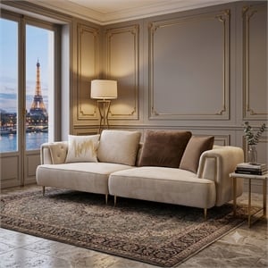 American Eagle AE-D832-CRM-4S Modern Chic Cream Fabric Extra Long Sofa