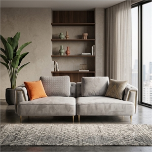 American Eagle AE-D832-GR-4S Modern Chic Gray Fabric Extra Long Sofa