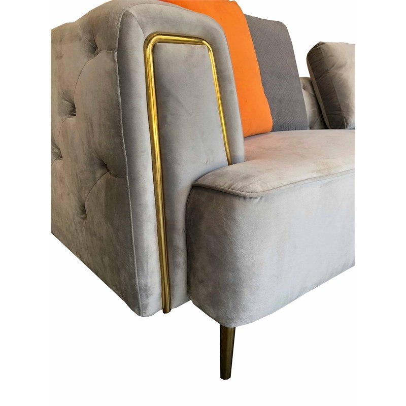 American Eagle AE-D832-GR-4S Modern Chic Gray Fabric Extra Long Sofa