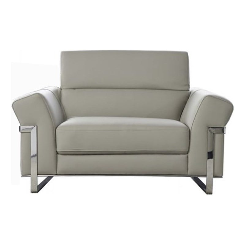 American Eagle EK012-LG-CHR Modern Light Gray Italian Top Grain Leather Chair