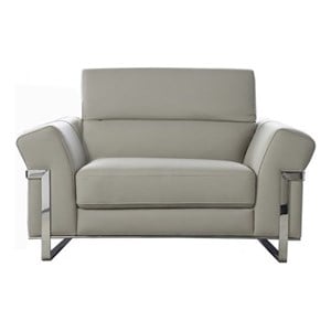 American Eagle EK012-LG-CHR Modern Light Gray Italian Top Grain Leather Chair