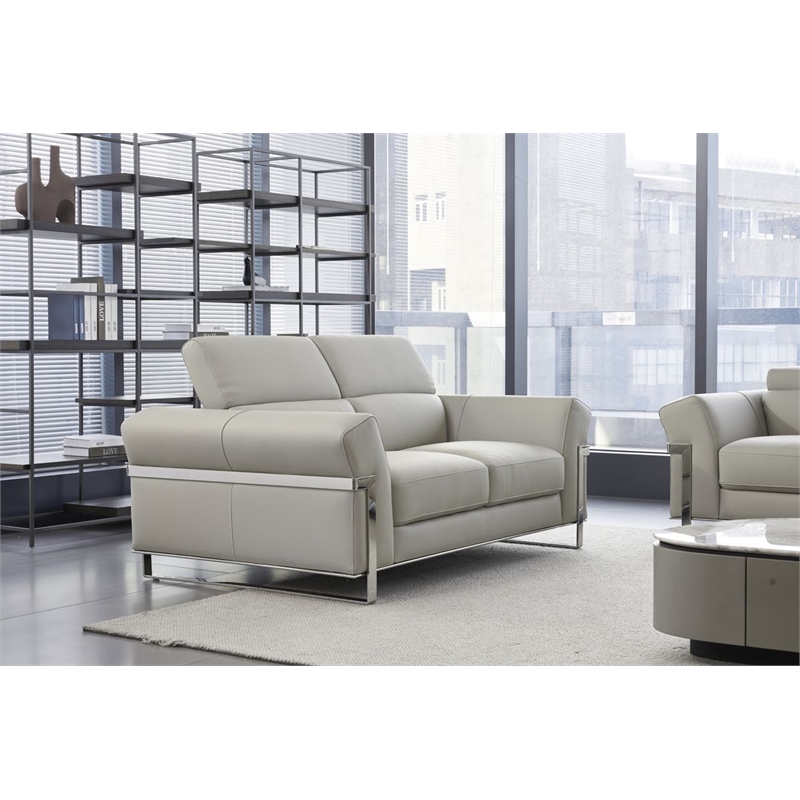 American Eagle EK012-LG-LS Modern Light Gray Italian Top Grain Leather Loveseat