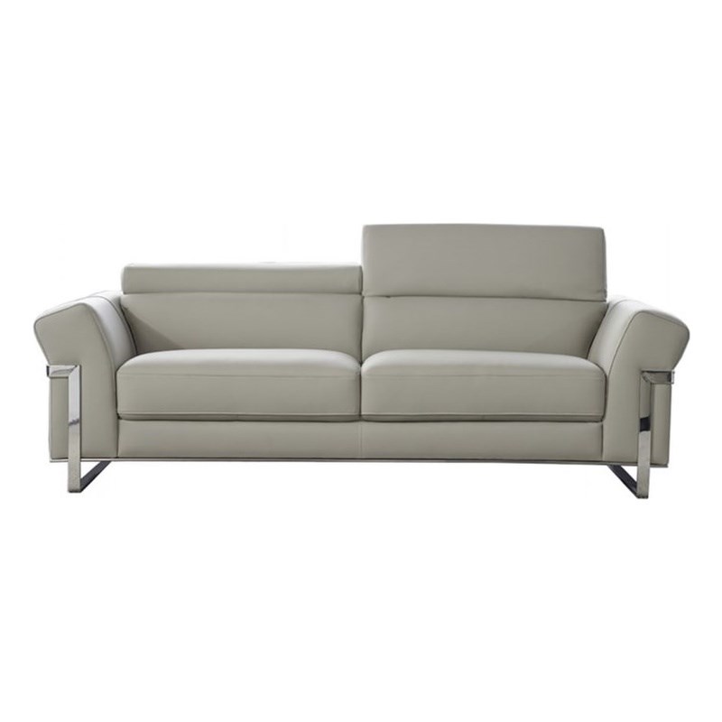 American Eagle EK012-LG-SF Modern Light Gray Italian Top Grain Leather Sofa