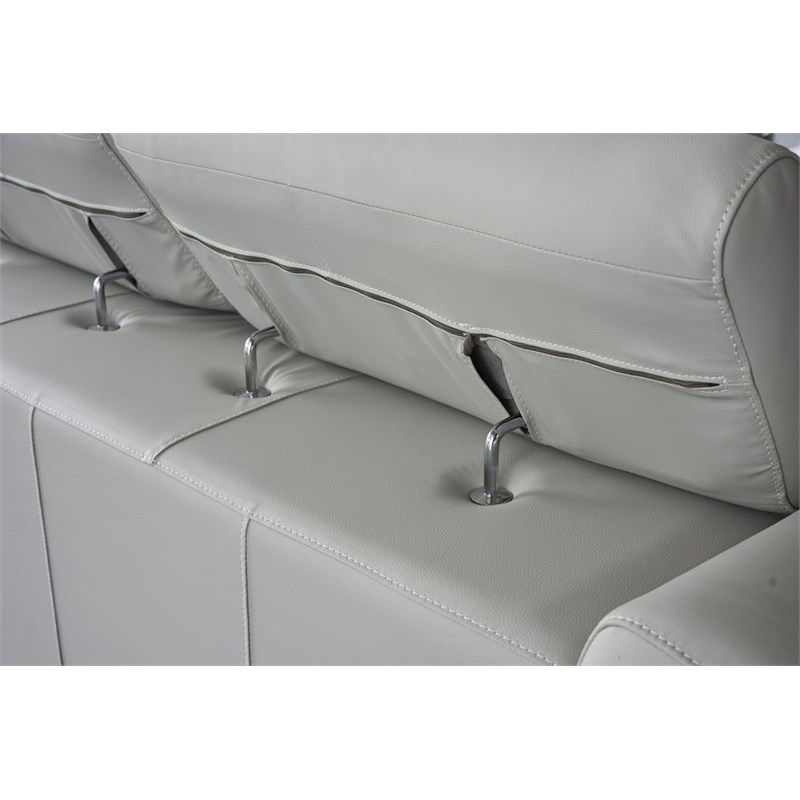 American Eagle EK012-LG-SF Modern Light Gray Italian Top Grain Leather Sofa