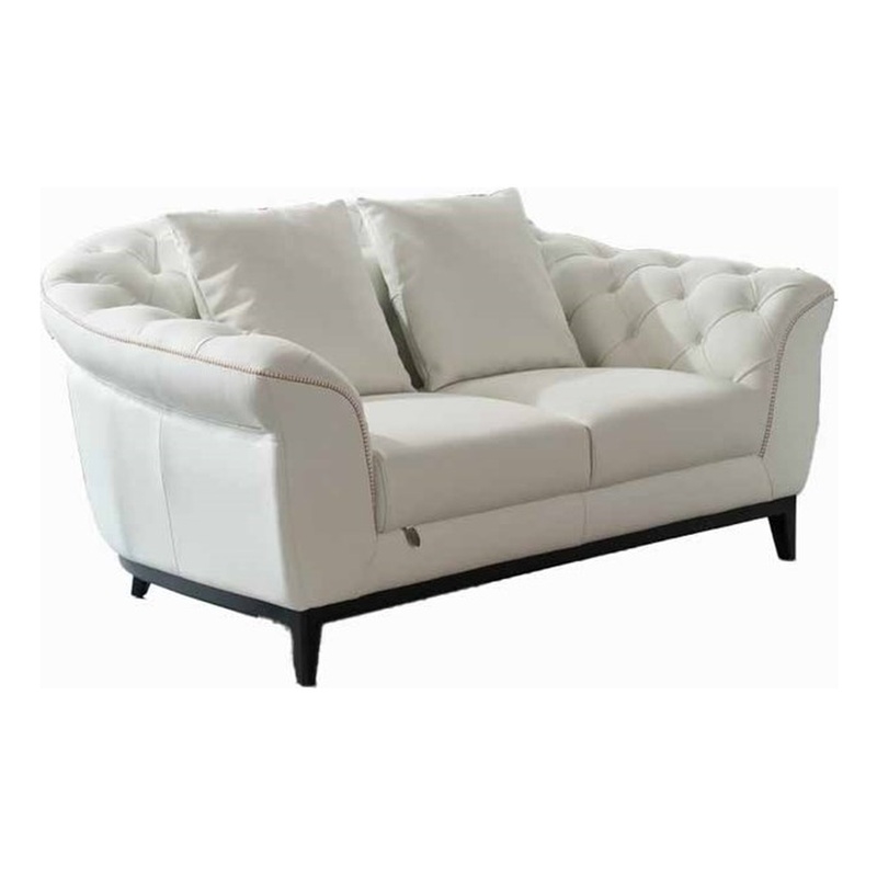 American Eagle EK093-LG-LS Modern Chic White Italian Top Grain Leather Loveseat