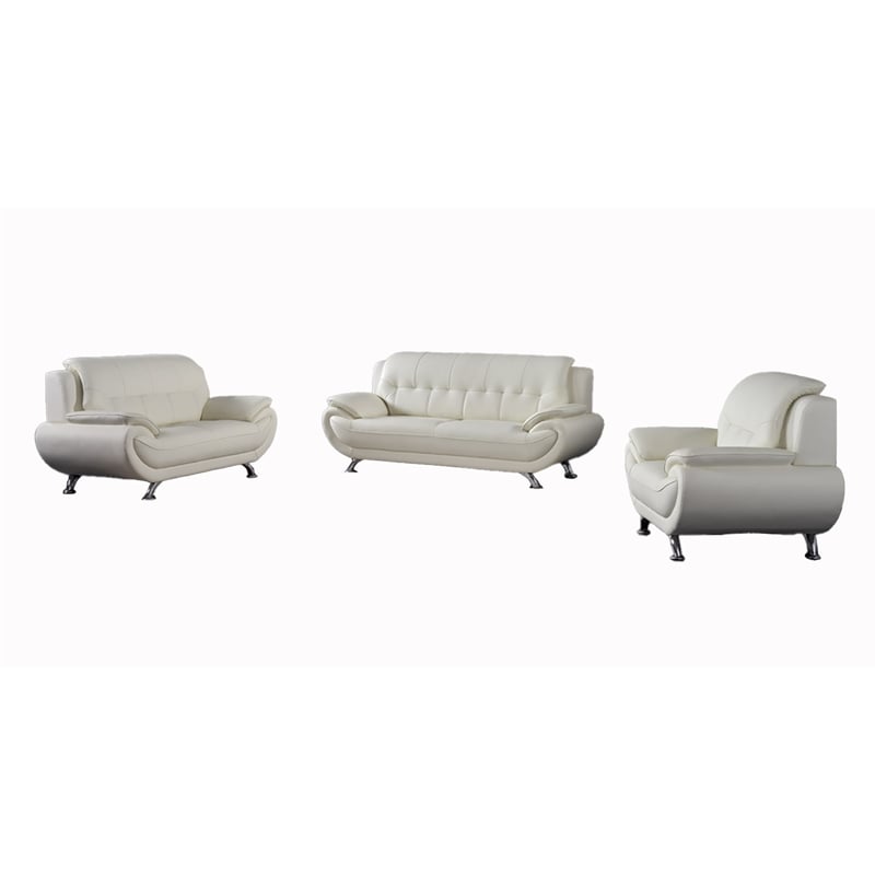 American Eagle EK9600-IV-SF Modern Contemporary Ivory Genuine Leather Sofa