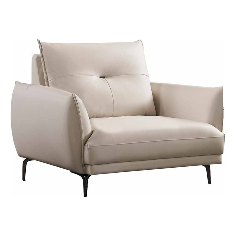 American Eagle EK-D835-IV-CHR Modern Ivory Italian Top Grain Leather Chair