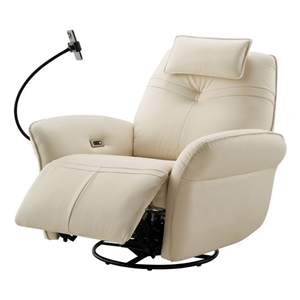 American Eagle EK-D842-IV Ivory Italian Top Grain Leather Swivel Power Recliner