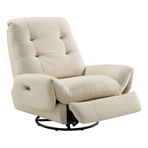 American Eagle EK-D843-IV Ivory Italian Top Grain Leather Swivel Power Recliner
