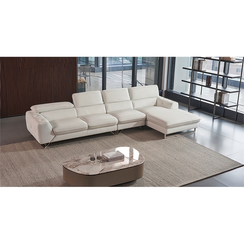 American Eagle EK-L030L-W White Italian Top Grain Leather Sectional Sofa Set
