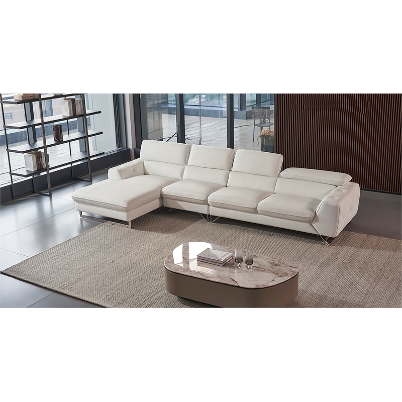 American Eagle EK-L030R-W White Italian Top Grain Leather Sectional Sofa Set