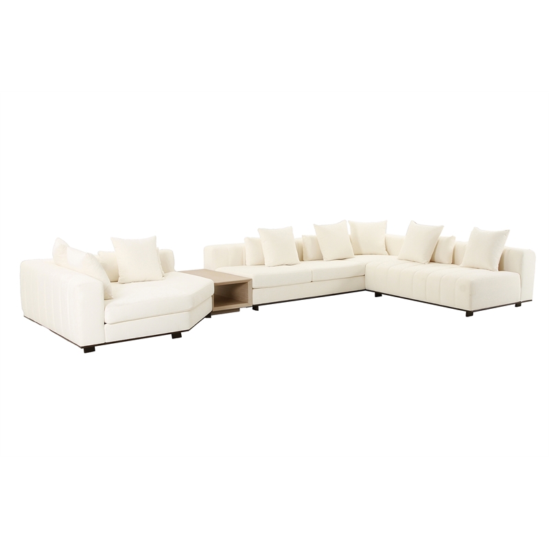 American Eagle AE3807 4PC Ivory Soft Fabric Large Sectional Sofa Set