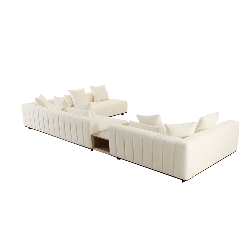American Eagle AE3807 4PC Ivory Soft Fabric Large Sectional Sofa Set