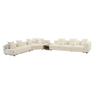 American Eagle AE3807 4PC Ivory Soft Fabric Large Sectional Sofa Set