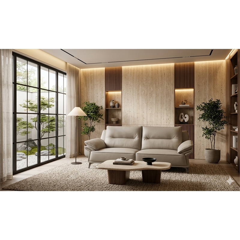 American Eagle EK-D836-LG-SF Modern Light Gray Italian Top Grain Leather Sofa