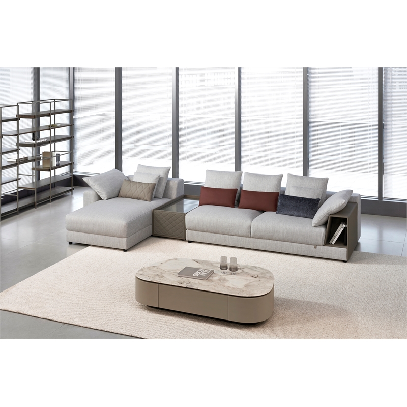 American Eagle AE-L8013R-LG Light Gray Fabric Sectional Sofa Console Table Set