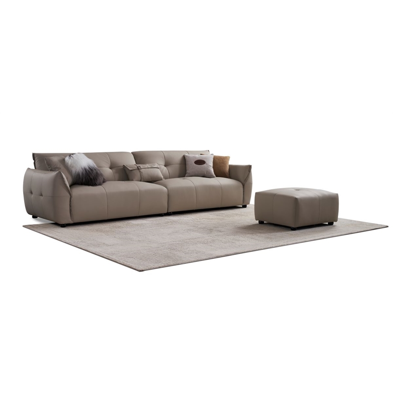 American Eagle EK-D837-LG-SET Light Gray Top Grain Leather Long Sofa Ottoman Set