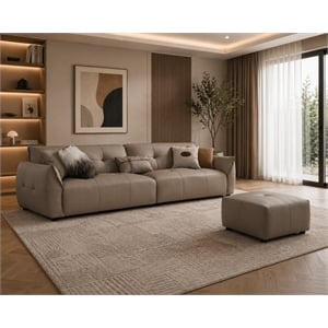 American Eagle EK-D837-LG-SET Light Gray Top Grain Leather Long Sofa Ottoman Set