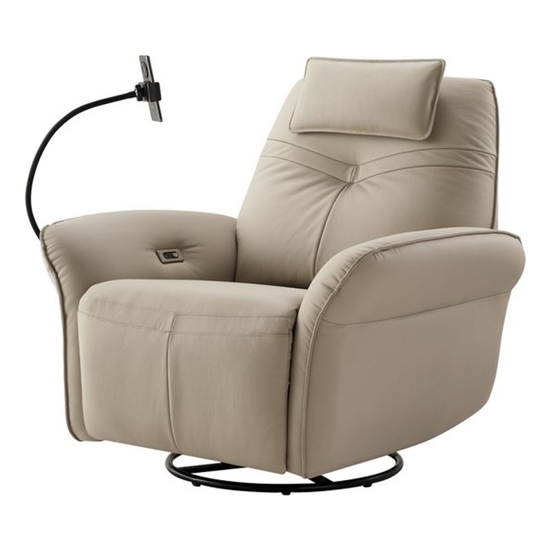 American Eagle EK-D842-LG Light Gray  Top Grain Leather Swivel Power Recliner