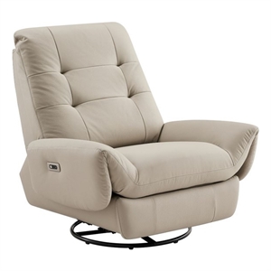 American Eagle EK-D843-LG Light Gray  Top Grain Leather Swivel Power Recliner
