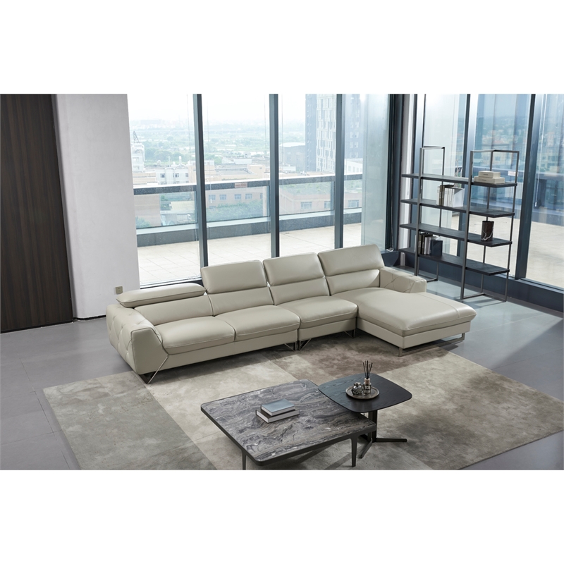 American Eagle EK-L030L-LG Light Gray  Top Grain Leather Sectional Sofa Set