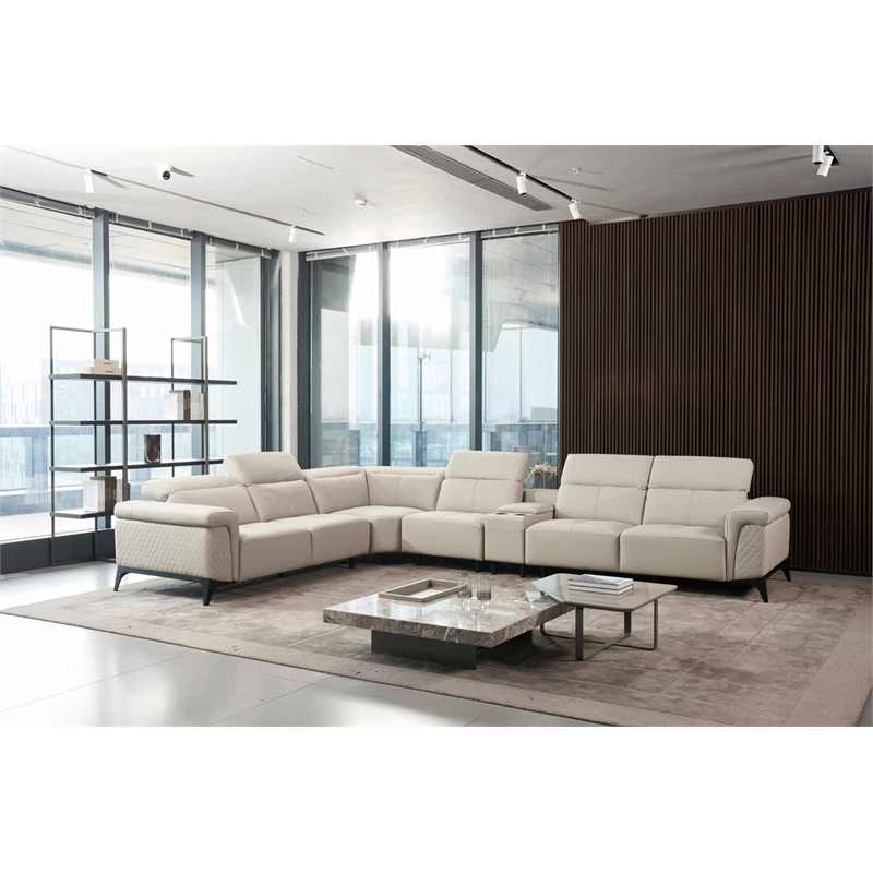 American Eagle EK-L095M-LG   Light Gray  Top Grain Leather Sectioanl Sofa Set