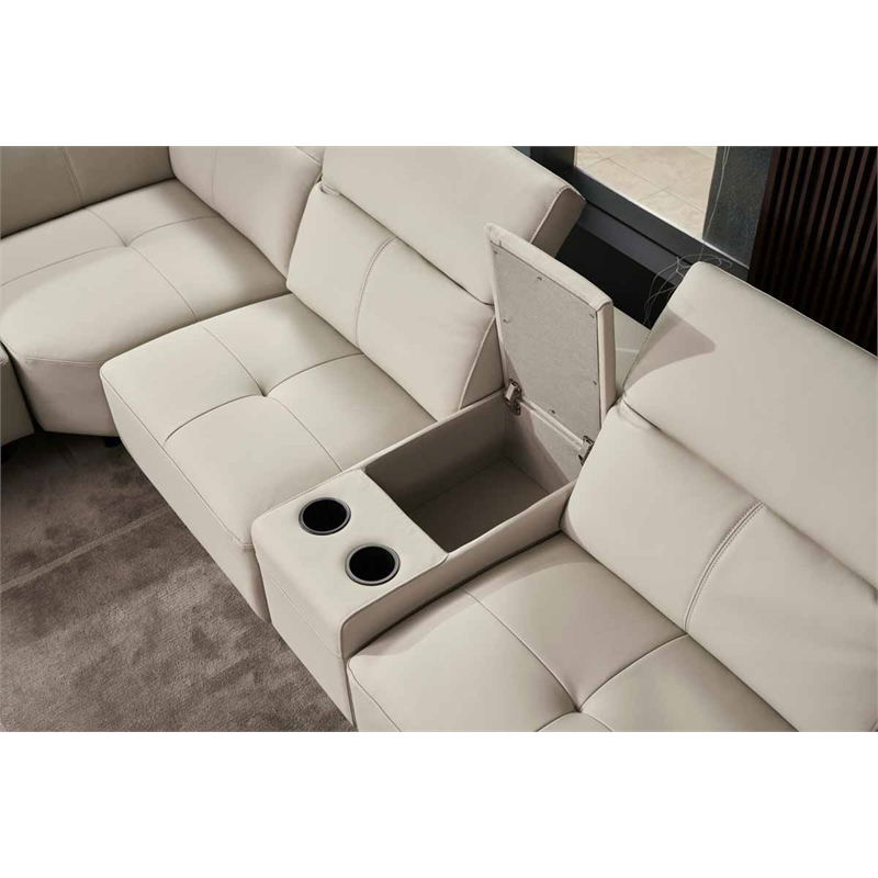 American Eagle EK-L095M-LG   Light Gray  Top Grain Leather Sectioanl Sofa Set