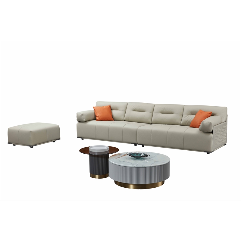 American Eagle EK-Y1006-LG Light Gray  Top Grain Leather Extra Long Sofa Ottoman