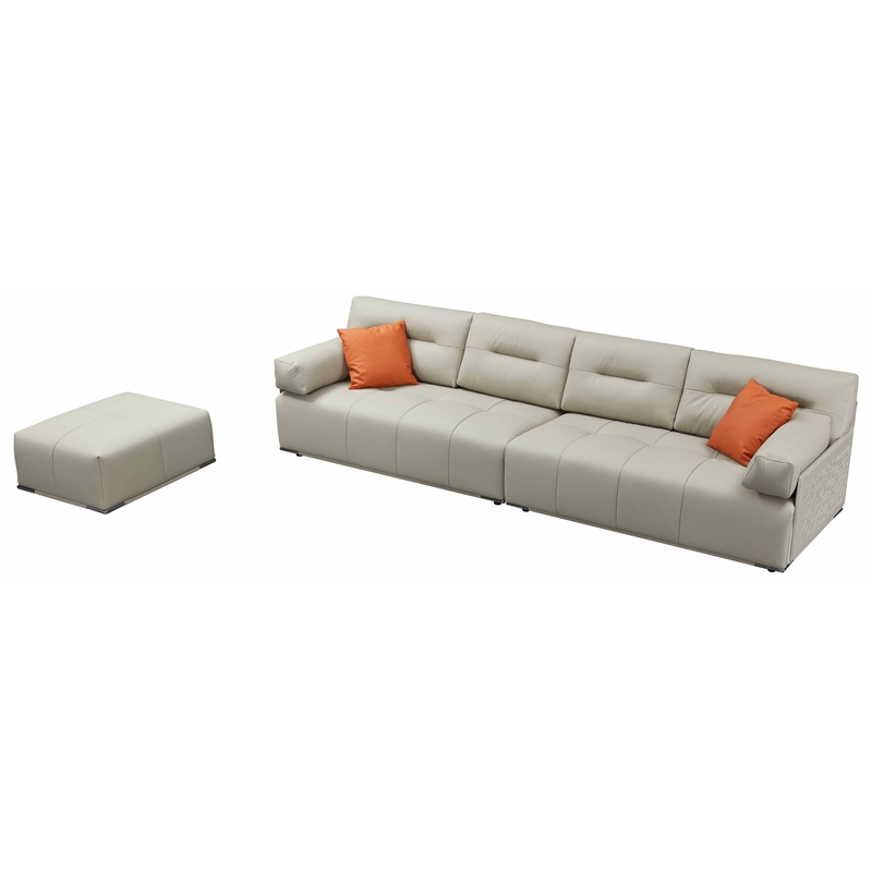 American Eagle EK-Y1006-LG Light Gray  Top Grain Leather Extra Long Sofa Ottoman