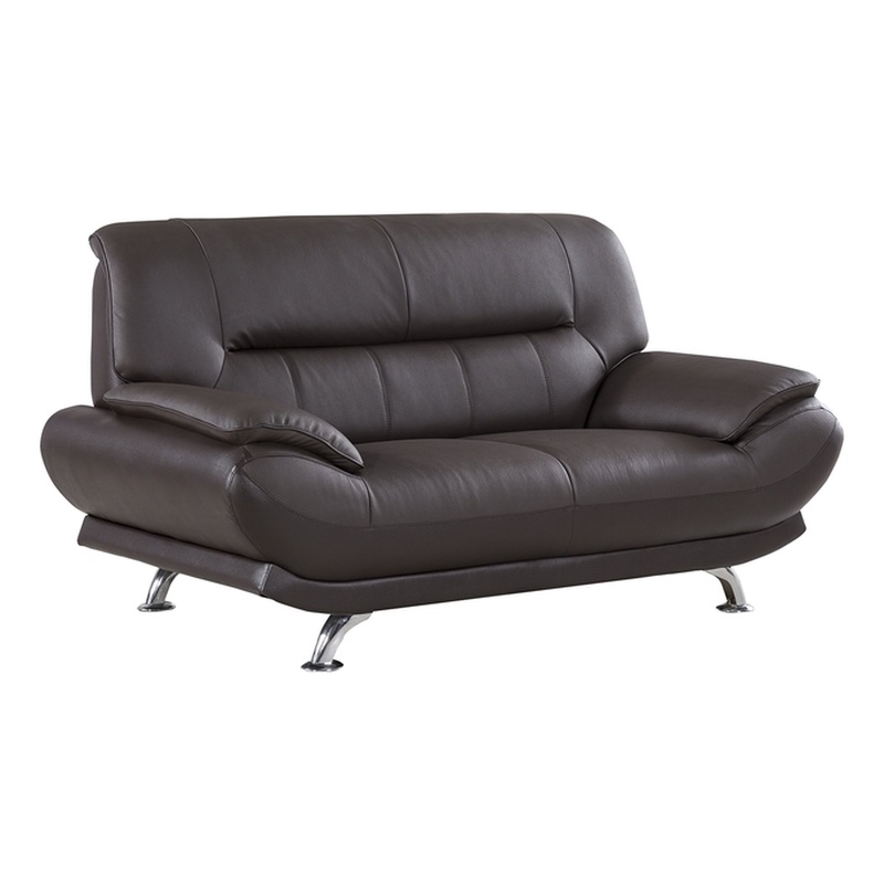 American Eagle EK-B118 Modern  Dark Chocolate Brown Genuine Leather Loveseat