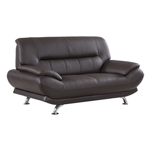 American Eagle EK-B118 Modern  Dark Chocolate Brown Genuine Leather Loveseat