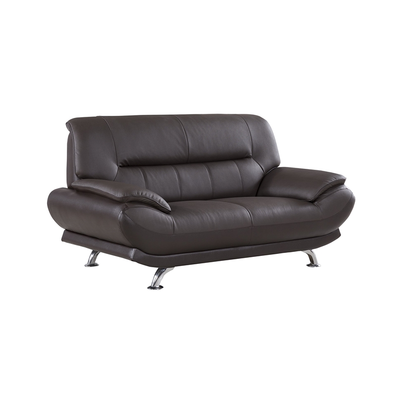 American Eagle EK-B118 Modern  Dark Chocolate Brown Genuine Leather Loveseat