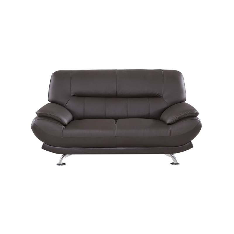 American Eagle EK-B118 Modern  Dark Chocolate Brown Genuine Leather Loveseat
