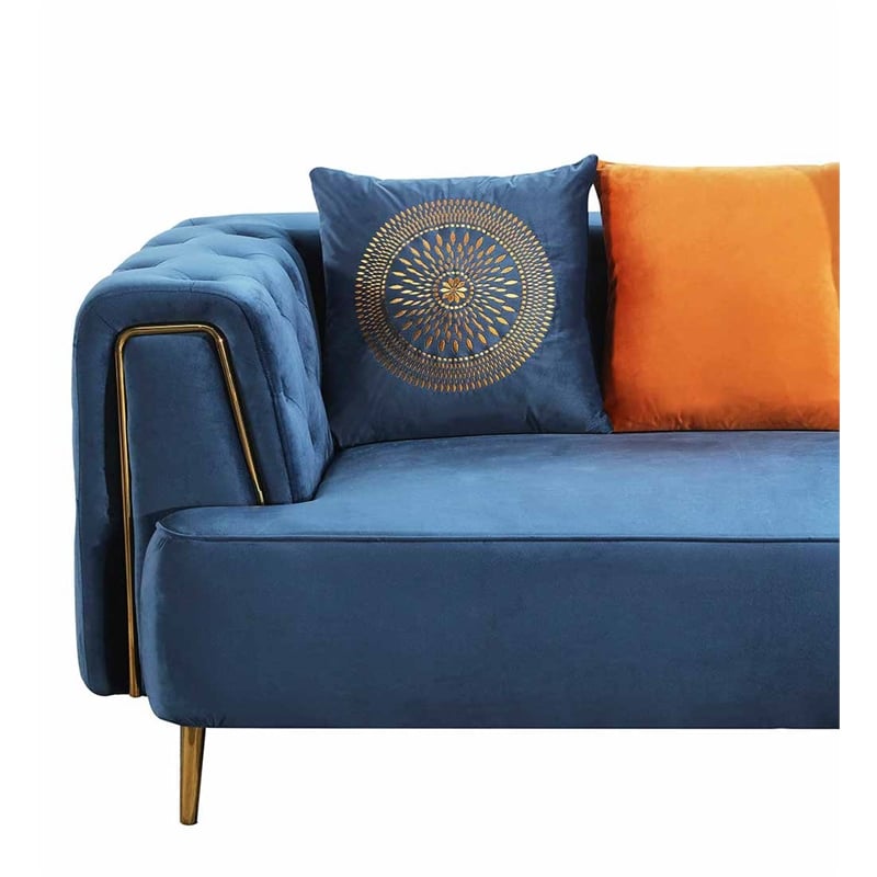 American Eagle AE-D832-RB-4S  Chic Royal Blue Sofe Velvet Fabric Extra Long Sofa