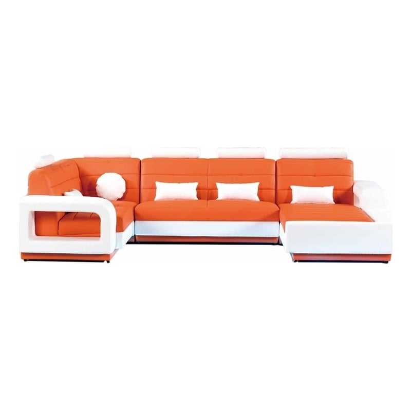 American Eagle AE-LD800L-ORG.W Orange/White Multi-Color Faux Leather Sectional