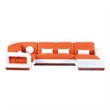 American Eagle AE-LD800L-ORG.W Orange/White Multi-Color Faux Leather Sectional