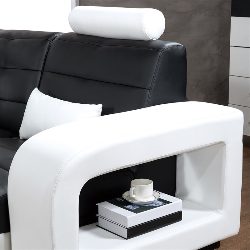 American Eagle AE-LD800R-BK.W Black /White Multi-Color Faux Leather Sectional