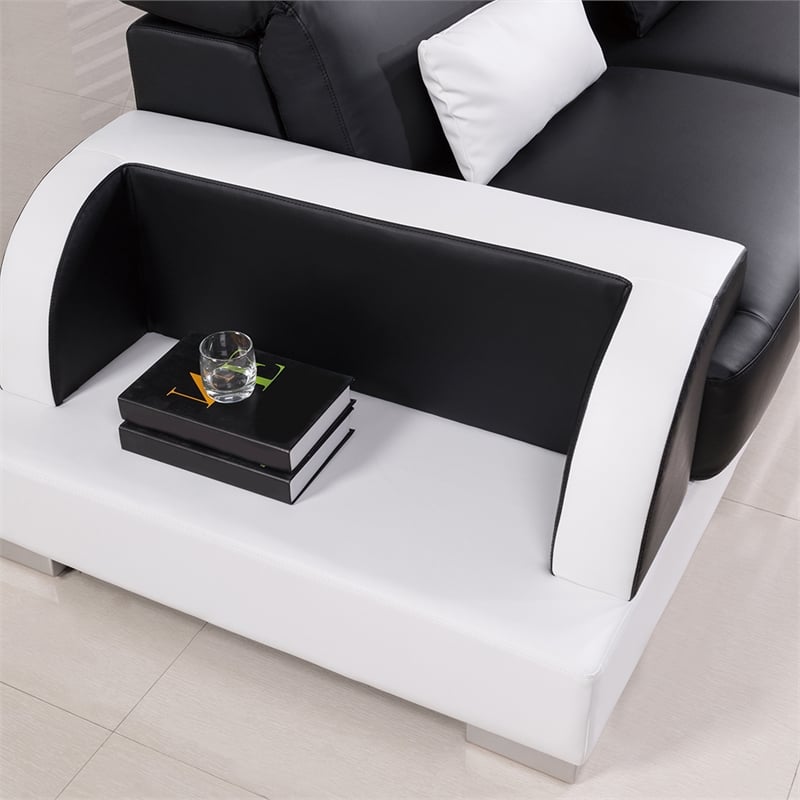 American Eagle AE-LD812L-BK.W Black/White Multi-Color Faux Leather Sectional Set