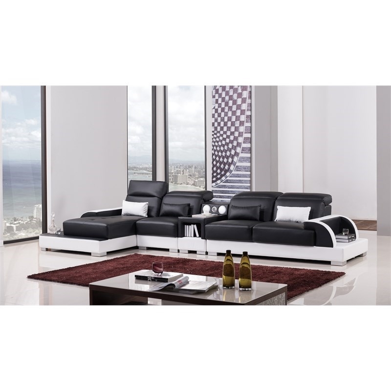 American Eagle AE-LD812L-BK.W Black/White Multi-Color Faux Leather Sectional Set